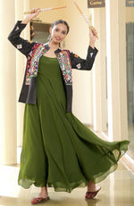 Lovely Green Color Georgette Fabric Gown