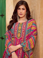 Gorgeous Multi Color Muslin  Fabric Casual Suit