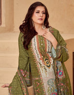 Gorgeous Green Color Muslin  Fabric Casual Suit
