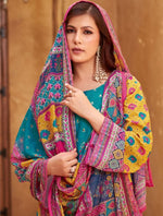 Gorgeous Teal Color Muslin  Fabric Casual Suit