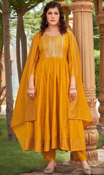 Dazzling Mustard Color Rayon Fabric Designer Suit