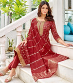 Classy Red Color Viscose Fabric Designer Suit