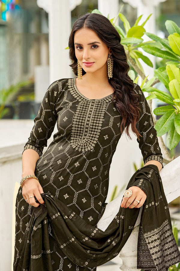 Classy Black Color Viscose Fabric Designer Suit
