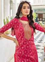 Classy Pink Color Viscose Fabric Designer Suit