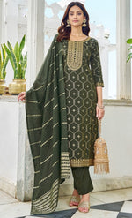 Classy Green Color Viscose Fabric Designer Suit