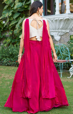 Magnetic Magenta Color Silk Fabric Party Wear Lehenga