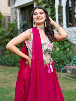 Magnetic Magenta Color Silk Fabric Party Wear Lehenga