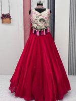 Magnetic Magenta Color Silk Fabric Party Wear Lehenga