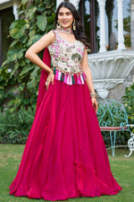 Magnetic Magenta Color Silk Fabric Party Wear Lehenga