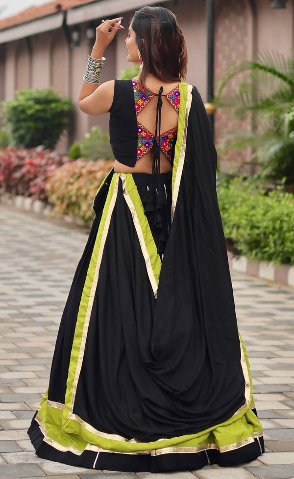 Magnetic Black Color Cotton Fabric Party Wear Lehenga