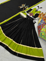 Magnetic Black Color Cotton Fabric Party Wear Lehenga