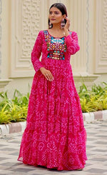 Dazzling Pink Color Georgette Fabric Gown