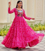 Dazzling Pink Color Georgette Fabric Gown