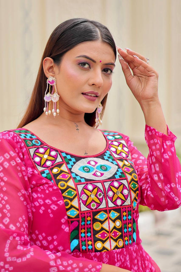 Dazzling Pink Color Georgette Fabric Gown
