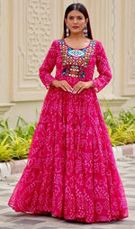 Dazzling Pink Color Georgette Fabric Gown