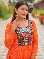 Dazzling Orange Color Georgette Fabric Gown