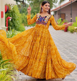 Dazzling Yellow Color Georgette Fabric Gown