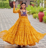 Dazzling Yellow Color Georgette Fabric Gown