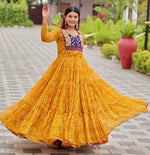 Dazzling Yellow Color Georgette Fabric Gown