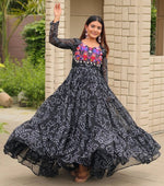 Dazzling Black Color Georgette Fabric Gown