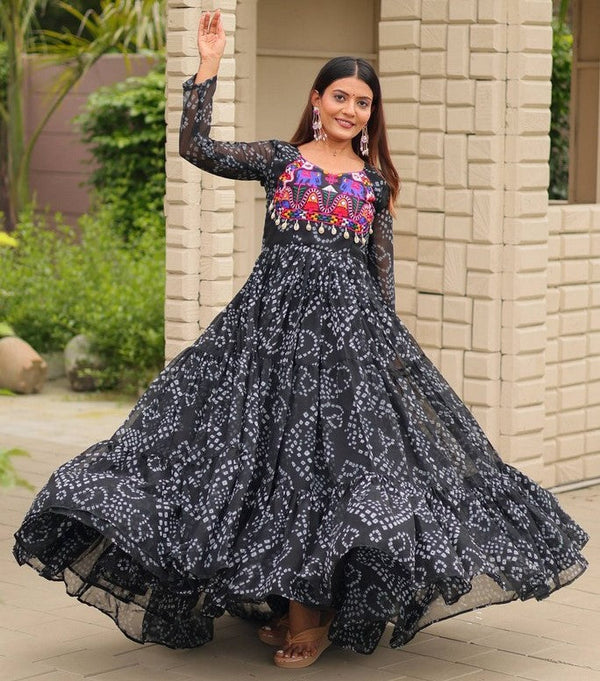 Dazzling Black Color Georgette Fabric Gown