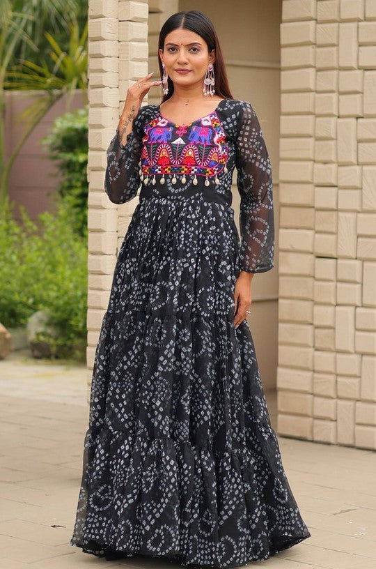Dazzling Black Color Georgette Fabric Gown