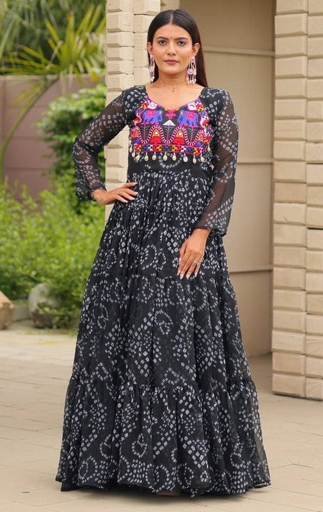 Dazzling Black Color Georgette Fabric Gown