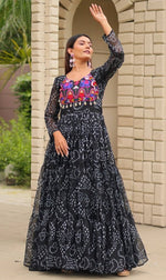 Dazzling Black Color Georgette Fabric Gown