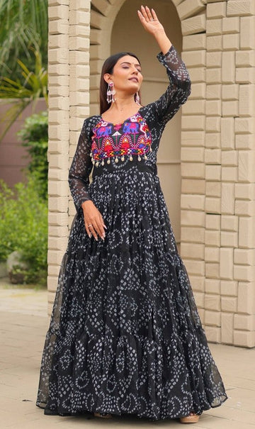 Dazzling Black Color Georgette Fabric Gown