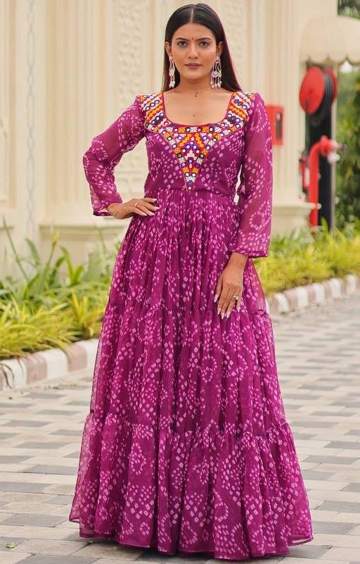 Amazing Magenta Color Georgette Fabric Gown