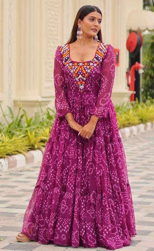 Amazing Magenta Color Georgette Fabric Gown