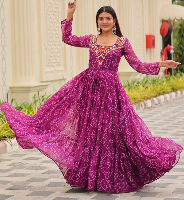 Amazing Magenta Color Georgette Fabric Gown