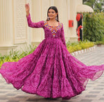 Amazing Magenta Color Georgette Fabric Gown