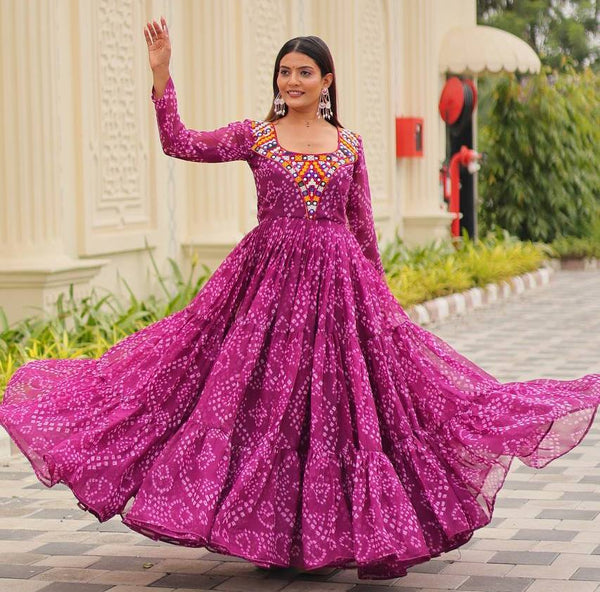 Amazing Magenta Color Georgette Fabric Gown