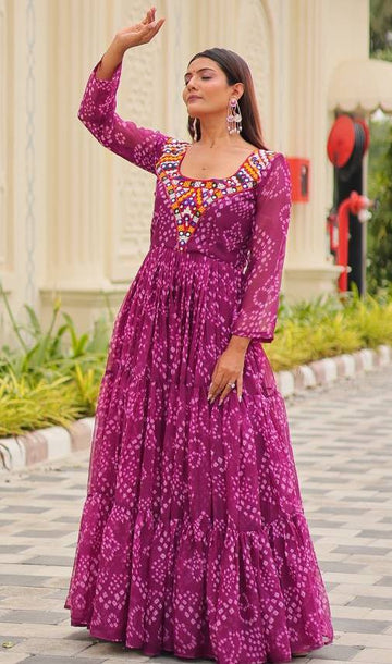 Amazing Magenta Color Georgette Fabric Gown