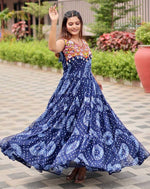 Amazing Blue Color Georgette Fabric Gown