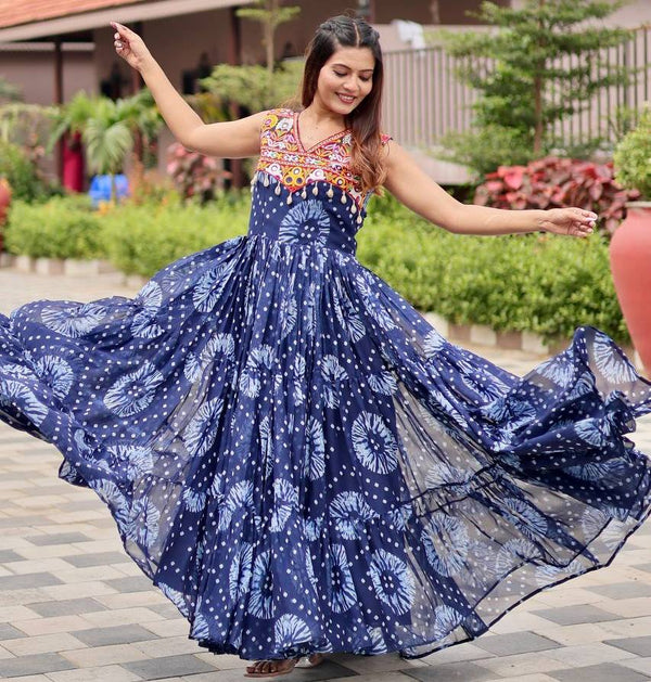 Amazing Blue Color Georgette Fabric Gown