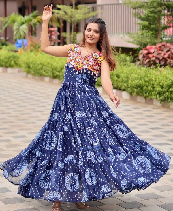 Amazing Blue Color Georgette Fabric Gown