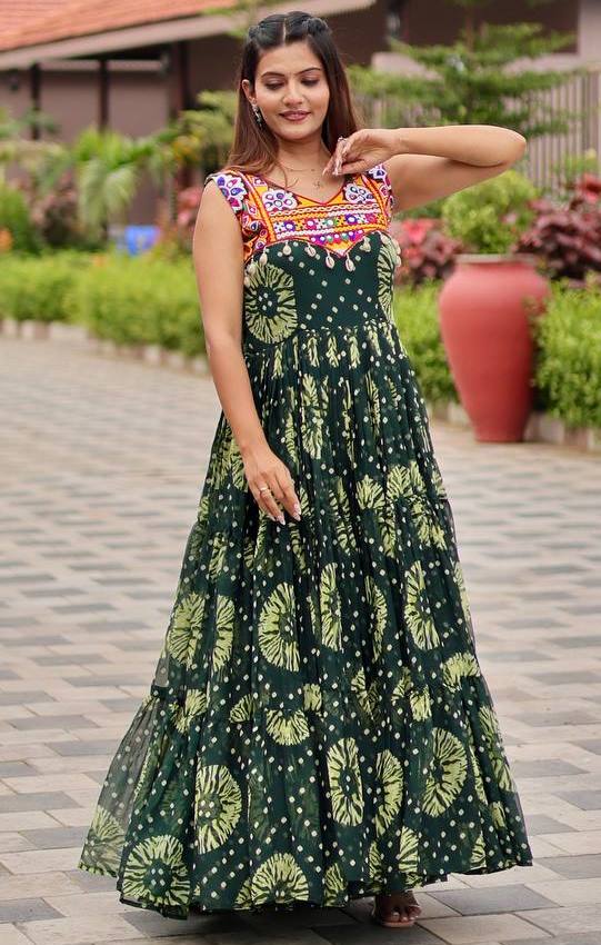 Amazing Green Color Georgette Fabric Gown
