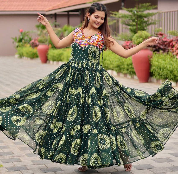Amazing Green Color Georgette Fabric Gown