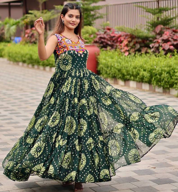 Amazing Green Color Georgette Fabric Gown