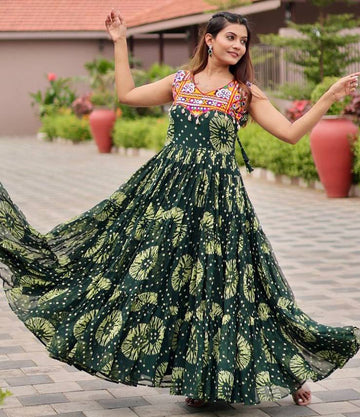 Amazing Green Color Georgette Fabric Gown