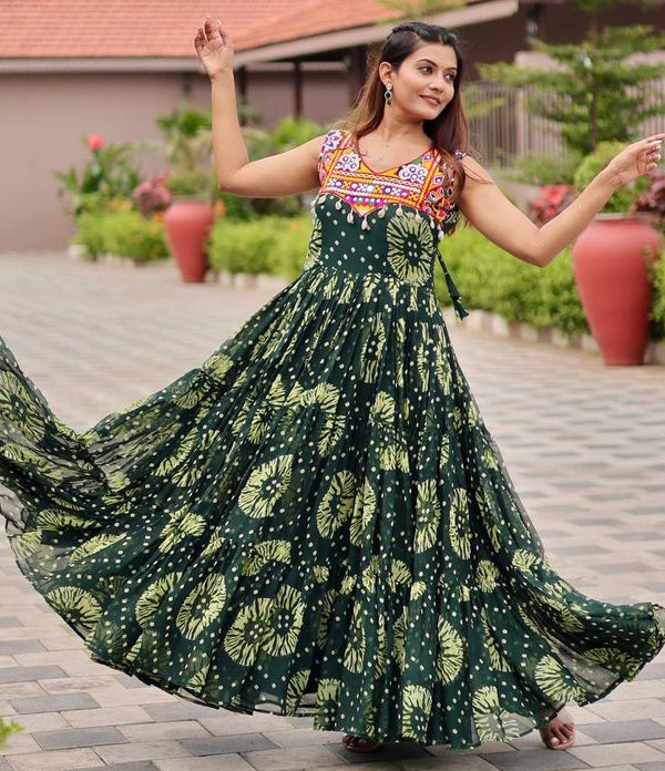 Amazing Green Color Georgette Fabric Gown