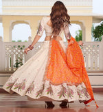 Impressive Cream Color Tissue Fabric Party Wear Lehenga