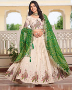 Impressive Cream Color Tissue Fabric Party Wear Lehenga