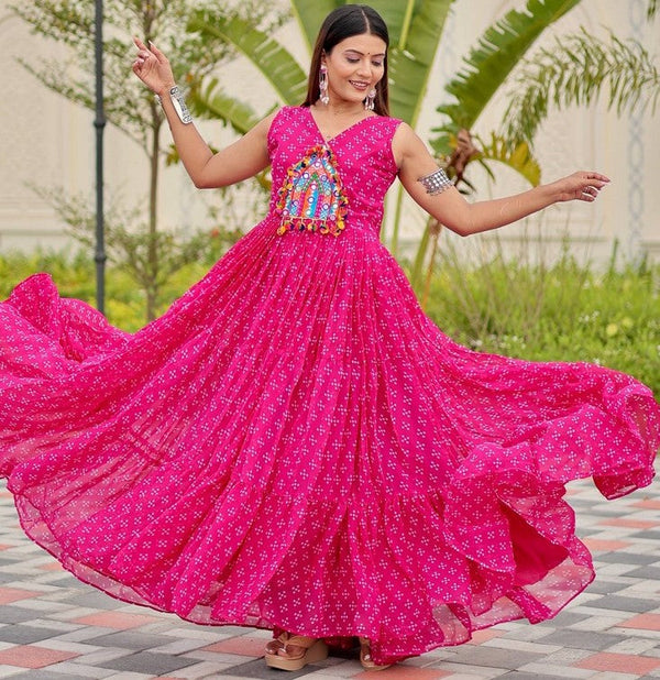 Beautiful Magenta Color Georgette Fabric Gown