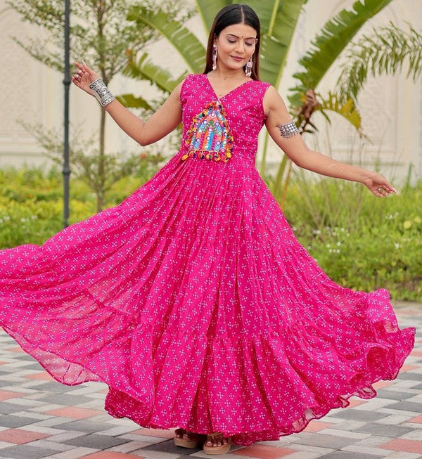 Beautiful Magenta Color Georgette Fabric Gown