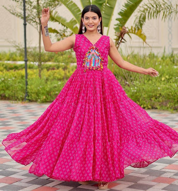 Beautiful Magenta Color Georgette Fabric Gown