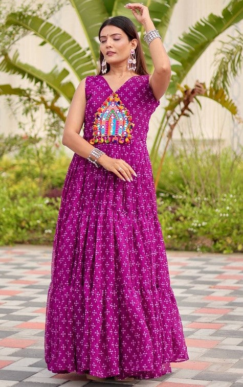 Beautiful Purple Color Georgette Fabric Gown