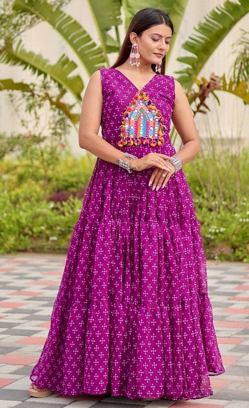 Beautiful Purple Color Georgette Fabric Gown